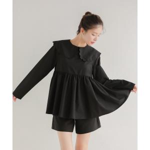 Fit more（フィットモア） ブラウス シャツ ヘムリボンバルーン