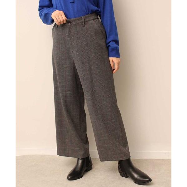 パンツ 「L〜5L 大きいサイズ」グレンチェック ワイド ストレート パンツ レディース