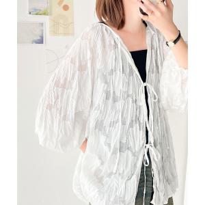 ブラウス シャツ 夏 ほどよい透け感の上品トップ...の商品画像
