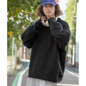 メンズ ニット ビッグシルエットモヘアライクカラーリングニット