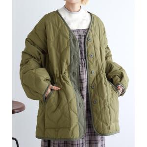 ジャケット ノーカラージャケット ひょうたんキルティングジャケット