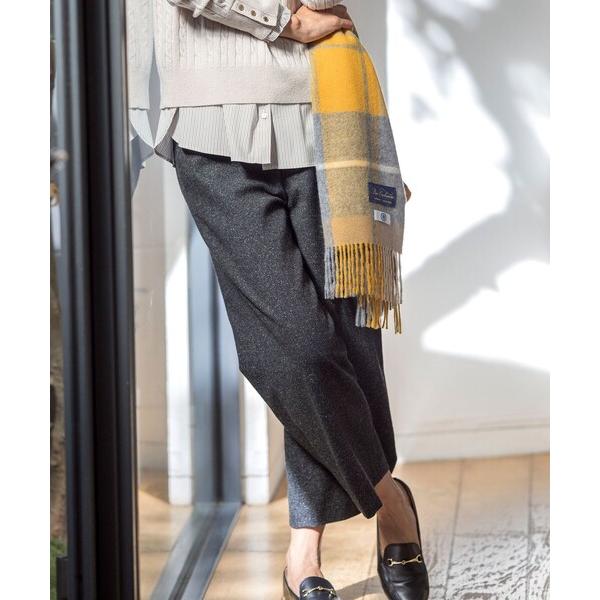 パンツ シルクネップ ツイード セミワイド パンツ レディース