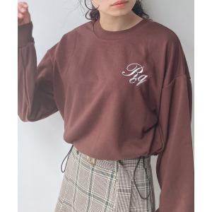 tシャツ Tシャツ レディース 胸ロゴ刺繍と裾ドロストショートプルオーバー｜zozo