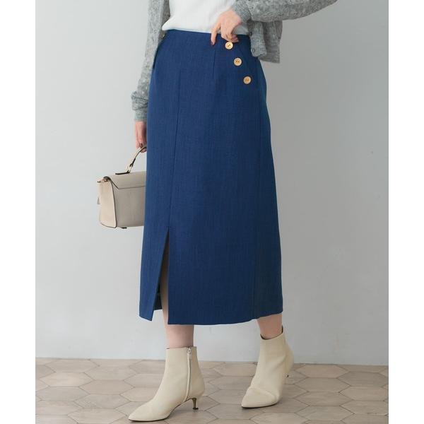 スカート ボタンデザインタイトスリットスカート