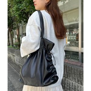 トートバッグ 「大容量/WEB限定」ドローコードサイドギャザートートバッグ「マチ付き」 レディース