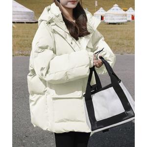 ダウンコート ダウンジャケット フード中綿コート オーバーサイズ レディース