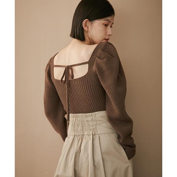 ニット セーター スクエアネックミドルゲージニットトップス レディース