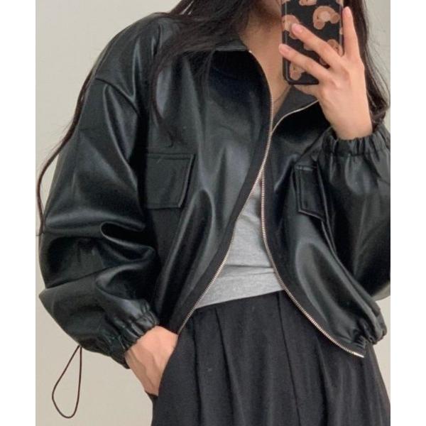 ブルゾン アウター ダブルジップ フェイクレザーブルゾン / シャツジャケット レディース