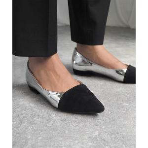 パンプス ポインテッドトゥコンビパンプス