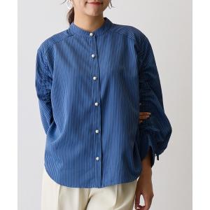 ブラウス シャツ ギャザースリーブストライプシャツ レディース