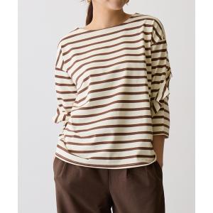 ブラウス シャツ フリルスリーブボーダープルオーバー レディース