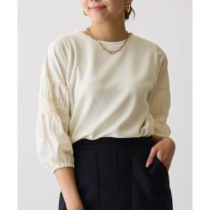 ブラウス シャツ ギャザースリーブドッキングプルオーバー レディース