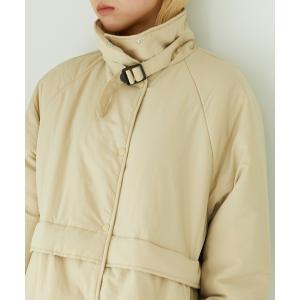 ブルゾン アウター ナイロンスタンドカラーベルトデザイン中綿ブルゾン レディース