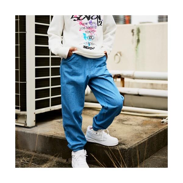 パンツ SEVEN2 セブンツー デニムパンツ子供用 ウエストゴム ロゴブランド ゆったり ワイドパ...