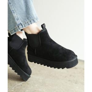 ブーツ GERRY別注 / 軽量 撥水フェイクムートン厚底ブーツ レディース