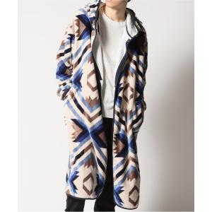 着る毛布 総柄フリース ルームウェア ガウンパーカー