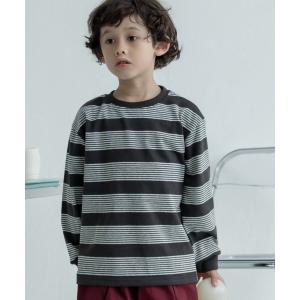 tシャツ 袖口リブ付き ボーダー 長袖 Tシャツ キッズ 子供服 男の子 女の子