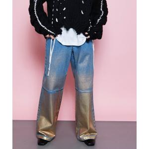 レディース パンツ デニム ジーンズ Glitter Foil Handouted Denim/キラキラ箔プリントデニム「MAISON SPECIAL｜zozo