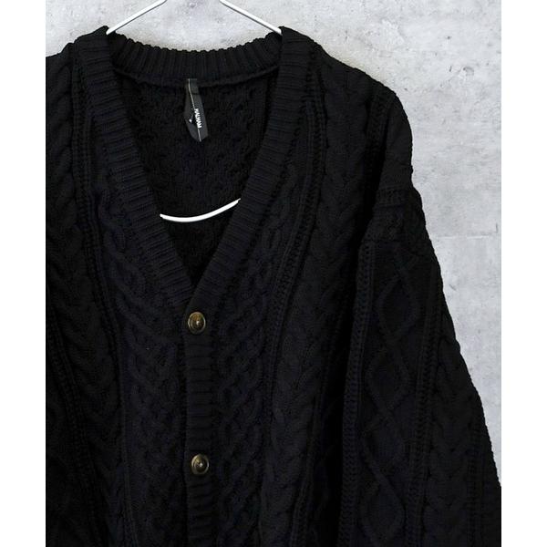 カーディガン アラン編みニットルーズVネックカーディガン メンズ レディース