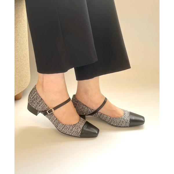 パンプス POMFLEUR ポムフルール スクエアトゥキャップメリージェーンパンプス（3cmヒール）