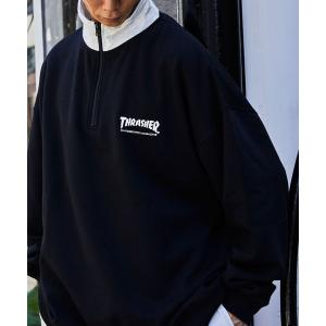 スウェット メンズ 限定展開 THRASHER×FREAK'S STORE/スラッシャー 別注 ビッグシルエット ワンポイントロゴ ハーフジップ スウ｜zozo