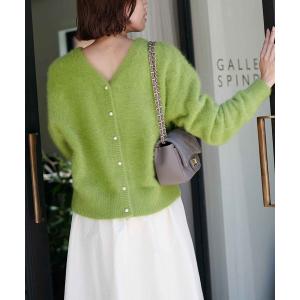 カーディガン フォックスカシミヤ 前後2way・パール釦付きニットカーディガン レディース