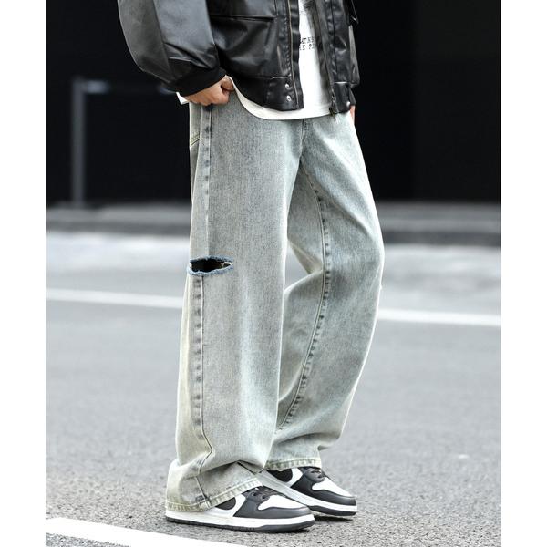 ジーンズ 「neos -addictive design-」ルーズシルエット ダメージ カットオフ ...