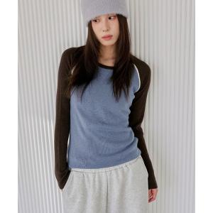 ニット セーター 「UNE ORIGINAL」バイカラーラグランシンプルトーンニット レディース