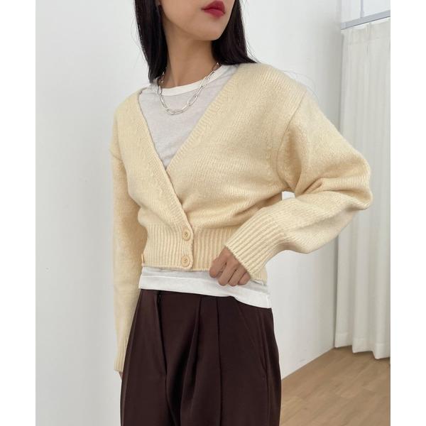 カーディガン 「DIDOT.」もっちり肉厚 ラッピング ニット カーディガン レディース