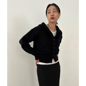 ニット セーター クロップドニットフーディー レディース