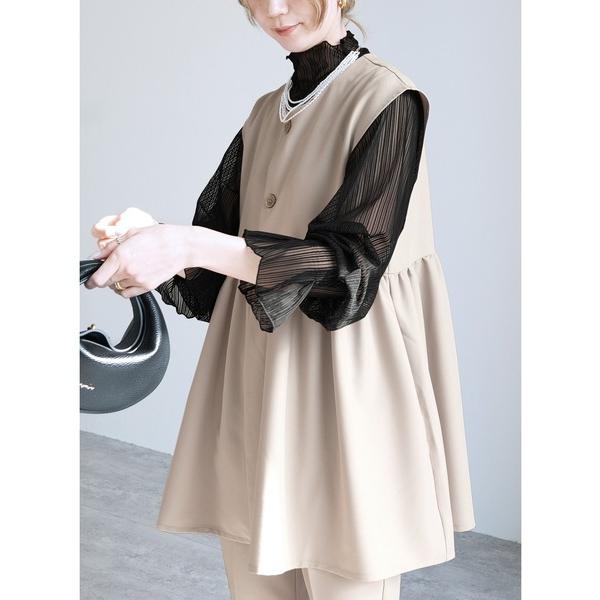 ブラウス シャツ ボトルネックシアーストライプブラウス レディース