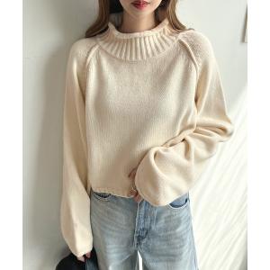 ニット ハイネックショート丈ニット レディース