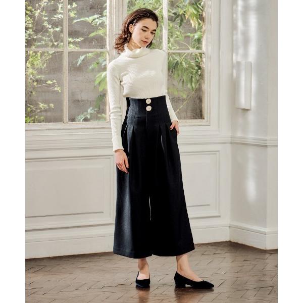 パンツ ハイウエストタックフレアパンツ レディース