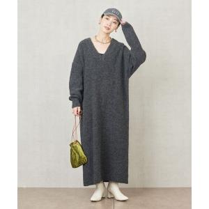 ワンピース 限定展開　ミニブークレ Vネック ニットワンピース