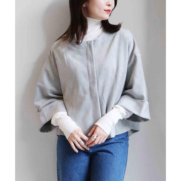 ジャケット ノーカラージャケット フェイクスエードノーカラージャケット レディース
