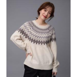 ニット 「洗濯機可能」フェザー求心ニット レディース