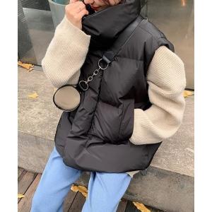 ダウンベスト ダウン スタンドネックミリタリー中綿ベスト