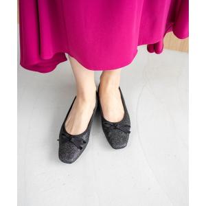 バレエシューズ パンプス グリッタースクエアトゥバレエシューズ(B7606A)