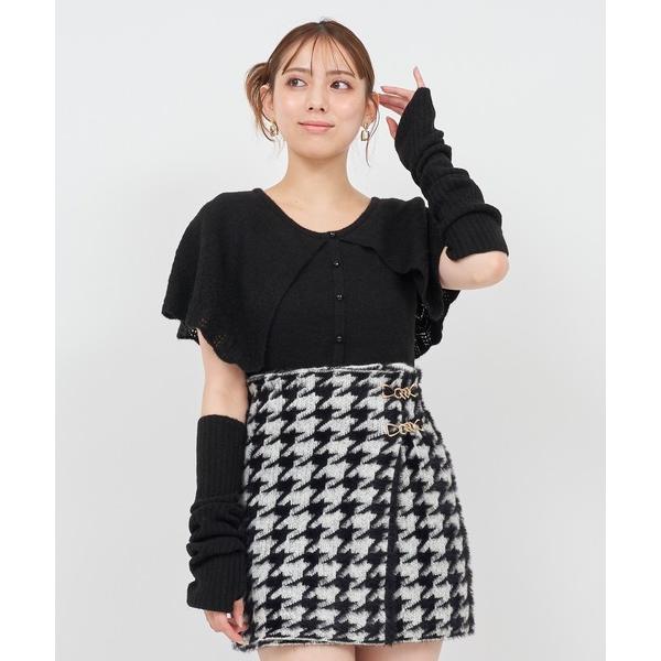 ニット セーター アームウォーマー付モヘアタッチケープニットトップス レディース