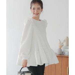 シャツ ブラウス ダイヤジャガードティアードトップス