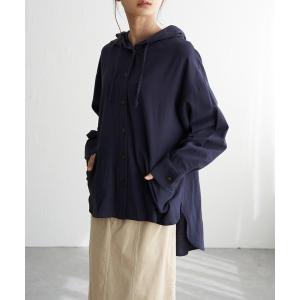 シャツ ブラウス レディース フードロングシャツ