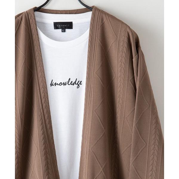 カーディガン ジャガードカーデTシャツセット　フクレジャガード　カーディガン　Tシャツ　セットアイテ...