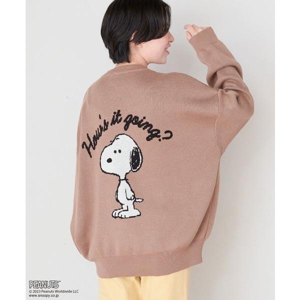 ニット レディース 「ピーナッツ/PEANUTS」スヌーピーワンポイントプリントジャガードニット