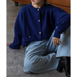 カーディガン 金釦フロントポケットカーディガン レディース