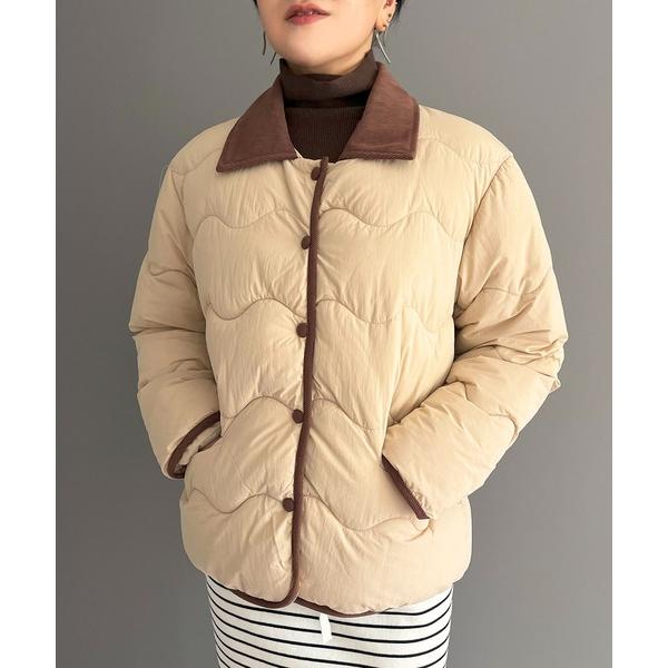 ダウンコート ダウンジャケット 配色キルティングボリュームブルゾン レディース