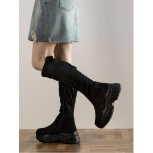 ブーツ Mafmof(マフモフ)8cm厚底ソールロングブーツ レディース