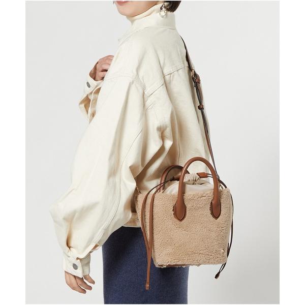 トートバッグ エコファー　バケツハンドバッグ レディース