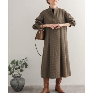 ワンピース チェック柄バルーンスリーブワンピース