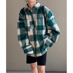 ブラウス シャツ ブロックチェックシャギーシャツ レディース