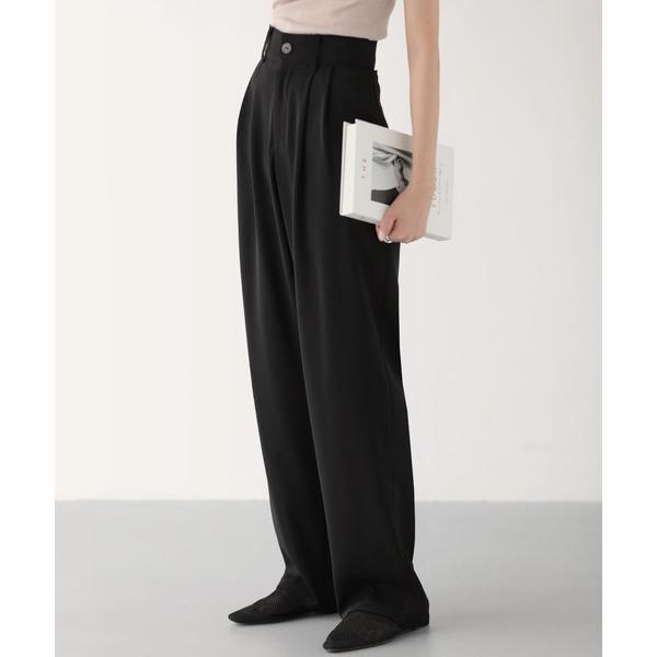 スラックス パンツ ハイウエストカラータックスラックス レディース